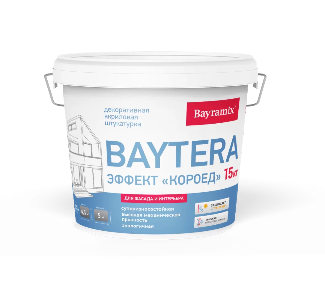 Bayramix Байрамикс Текстурное покрытие Baytera, 25 кг,  Байтера, защитно-декоративное, износостойкое,  для наружных работ
