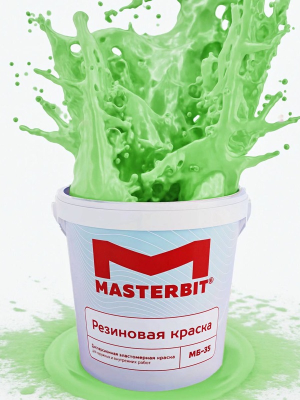 Мастербит Резиновая краска универсальная МБ-35 ELASTIQ, 6 кг, оттенок Салатовый, защитно-декоративная, колеруемая для наружных работ