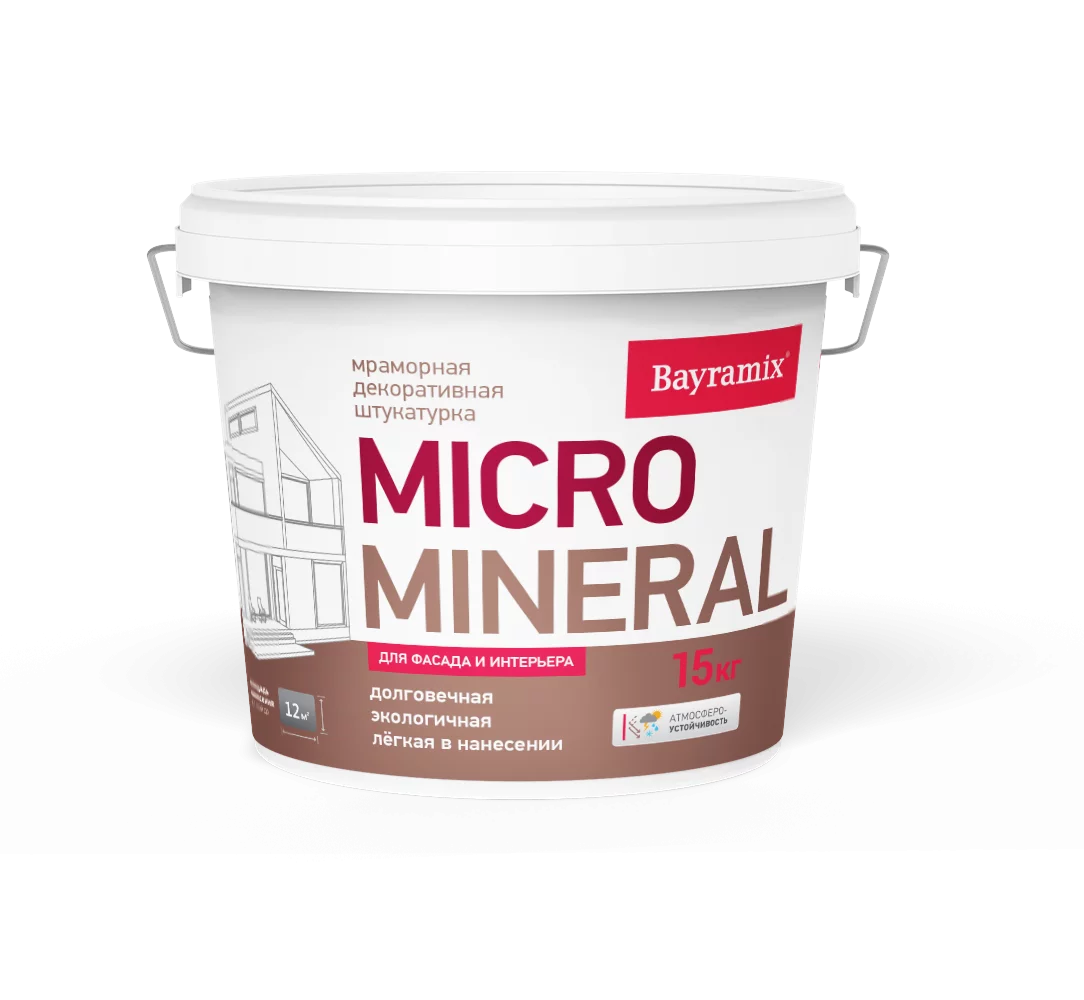 Мраморная штукатурка MICRO Mineral, 15 кг, 665-1 — Bayramix Байрамикс Микро Минерал для фасада, для наружных и внутренних работ
