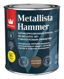 Tikkurila Молотковая краска по ржавчине METALLISTA, Коричневый, 0,9 л — эмаль алкидная, атмосферостойкая, защитно-декоративная для фасада
