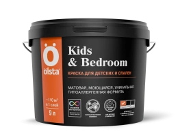 Краска для детских и спален Kids&bedroom OLSTA, цвет Белый, фасовка 2,7 л: по штукатурке, для минеральных оснований