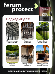 FERUMPROTECT-206 краска-грунт по оцинковке/металлу ferumprotect 0,8 кг, Основа C - для колеровки в насыщенные тона,