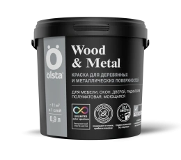 Гладкая краска по дереву и металлу OLSTA WOOD&METAL Белая С 0,9 л